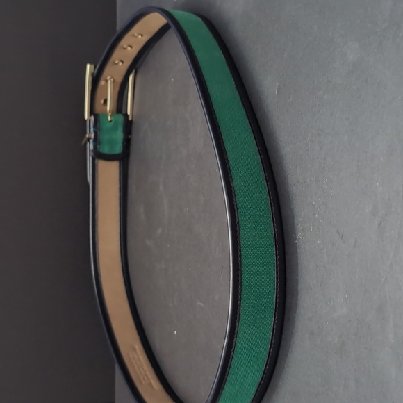 Talbots Women's Green/Blue Leather/Canvas Belt,Size L. - Picture 3 of 12